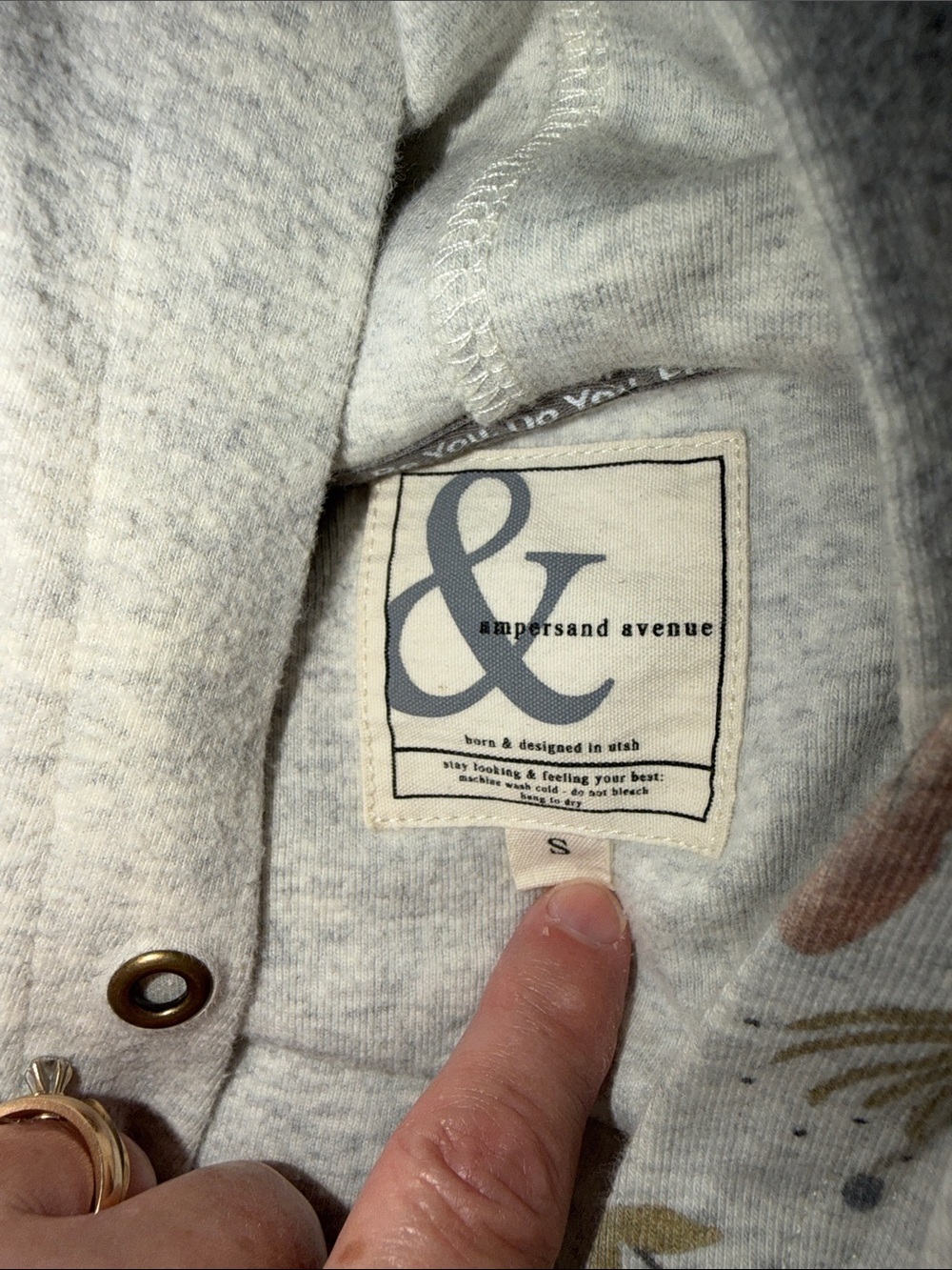 AMPERSAND AVE Floral Pullover Hoodie in Cream, Pink, Green - Picture 9 of 10